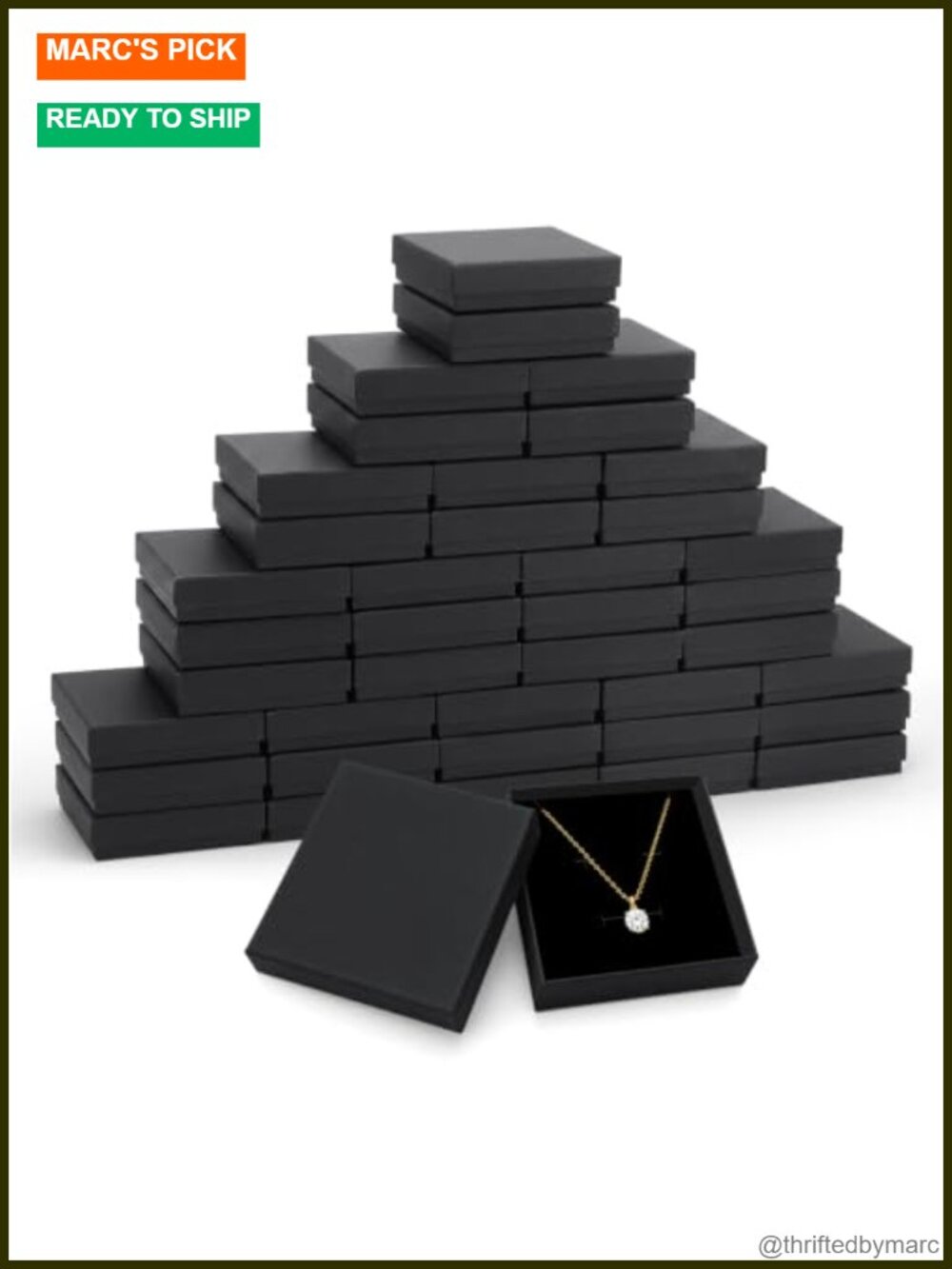 40 Pack Jewelry Gift Boxes 3.5x3.5x1 Cardboard Velvet Lined Display